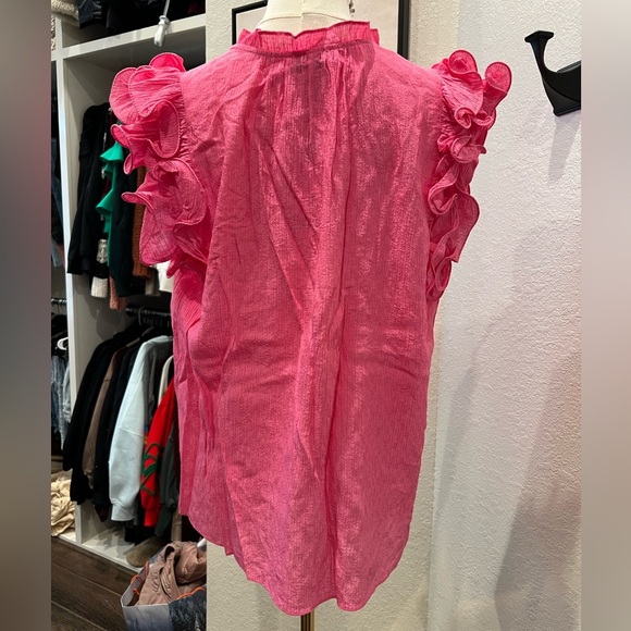 NWT Current Air RUFFLED SHOULDER SLEEVELESS BLOUSE- Pink- Size Small - Picture 6 of 11